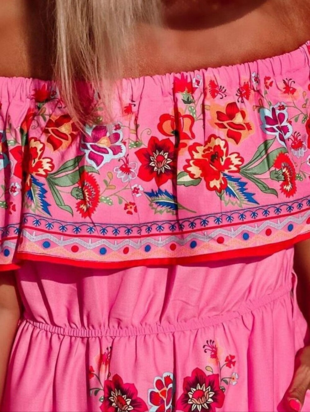 Summer Blossom Ruffle Maxi - Pink - Picture 3 of 8